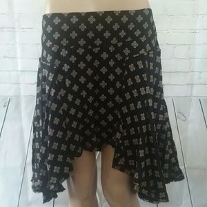 Free People  Black Geometric High Low Boho Skirt